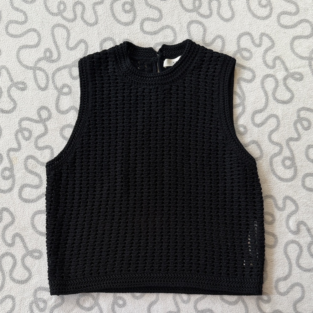 Frame The Crochet Tank Top in Black